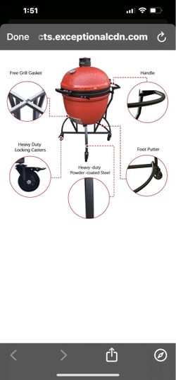 KAMASTER ROLLING CART W HANDLE AND FOOT PUTTER FOR KAMADO BIG JOE