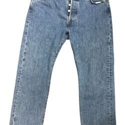 Levis Jeans Men 34x28 Blue 501 Button Fly Classic Straight Medium Wash