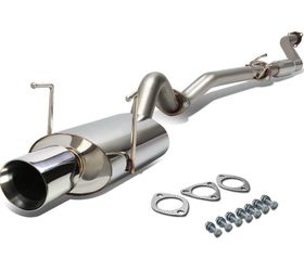 02-05 Honda Civic Si HatchbackCat back Exhaust 4 inch OD Double Walled Muffler Tip Stainless Steel