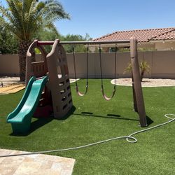 Outdoor Swing Set For Kids, Slide And Swings 