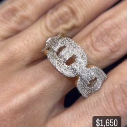 14k Diamond Link Ring Gold 