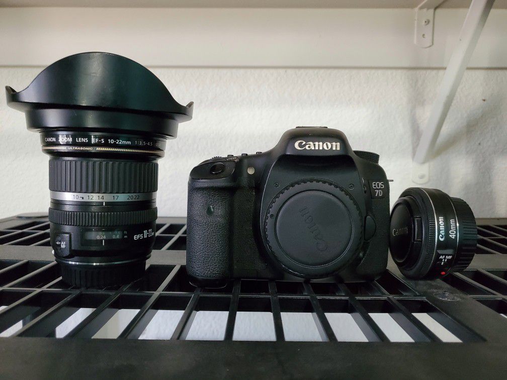 Canon 7D with lenses: 10-22mm and 40mm
