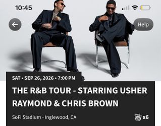 Sofi, Inglewood, Sec 420, 2 tix, Nov 15th, R&B Tour - Chris Brown/Usher