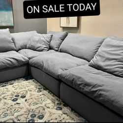 Gray Cloud Modular Sectional Couch Sofa 