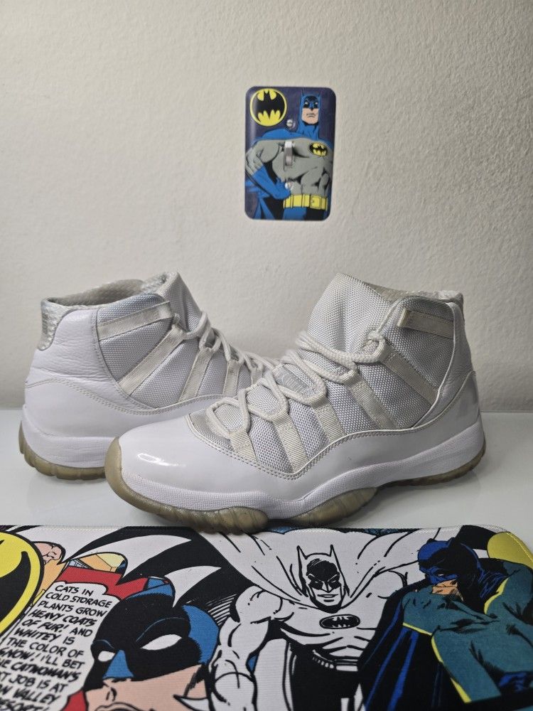 Silver Anniversary All White Jordan 11s, Size 11