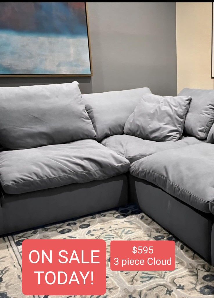 Grey Cloud Modular Sectional Couch Sofa