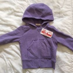 98% Angel - Malibu California purple hooded zip up sweatshirt baby girl sz. 3 months