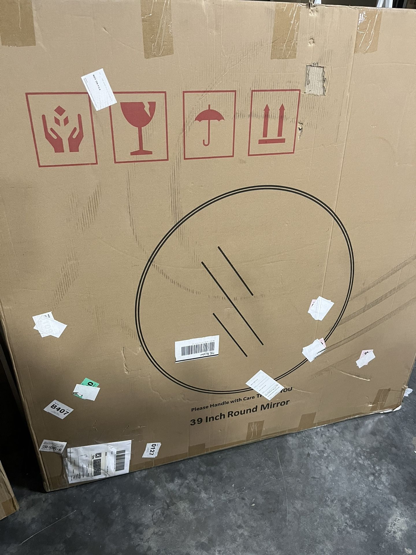 39 Inch Round Mirror, Silver