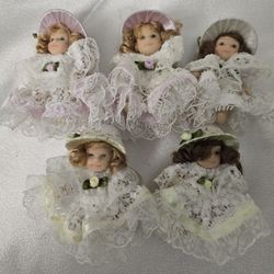 5 Cameo Kids Collection Porcelain Miniature Posable Doll 3" Tall AM Creations