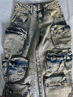 Fashion Nova Vintage Wash Cargo Jeans