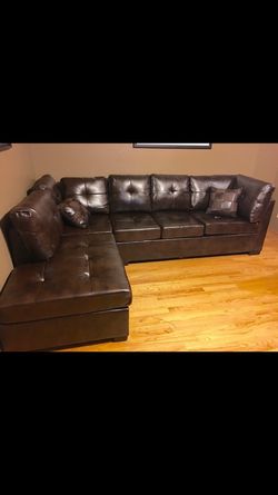 Leather sectional with pillows!!