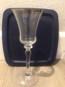 White Wine glass with thin silver rim - total 12