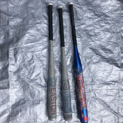 3 Old Metal Baseball Bats
