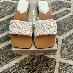 Marc Fisher “ New” White Woven Sandals- Size 10