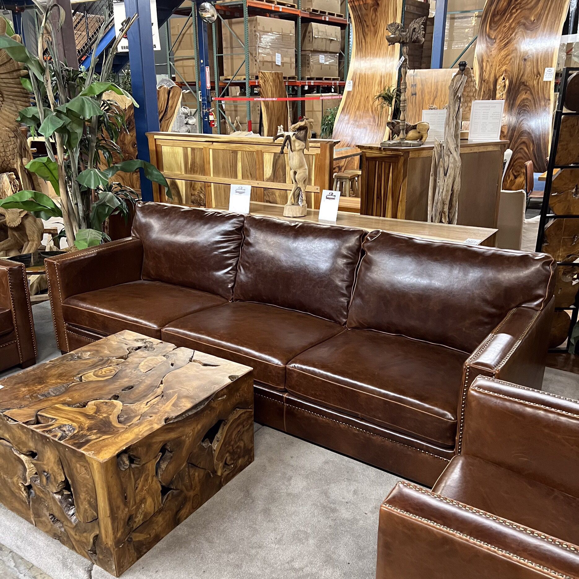 Brown Luxury Top Grain Leather Sofa Couch - Havana Collection 