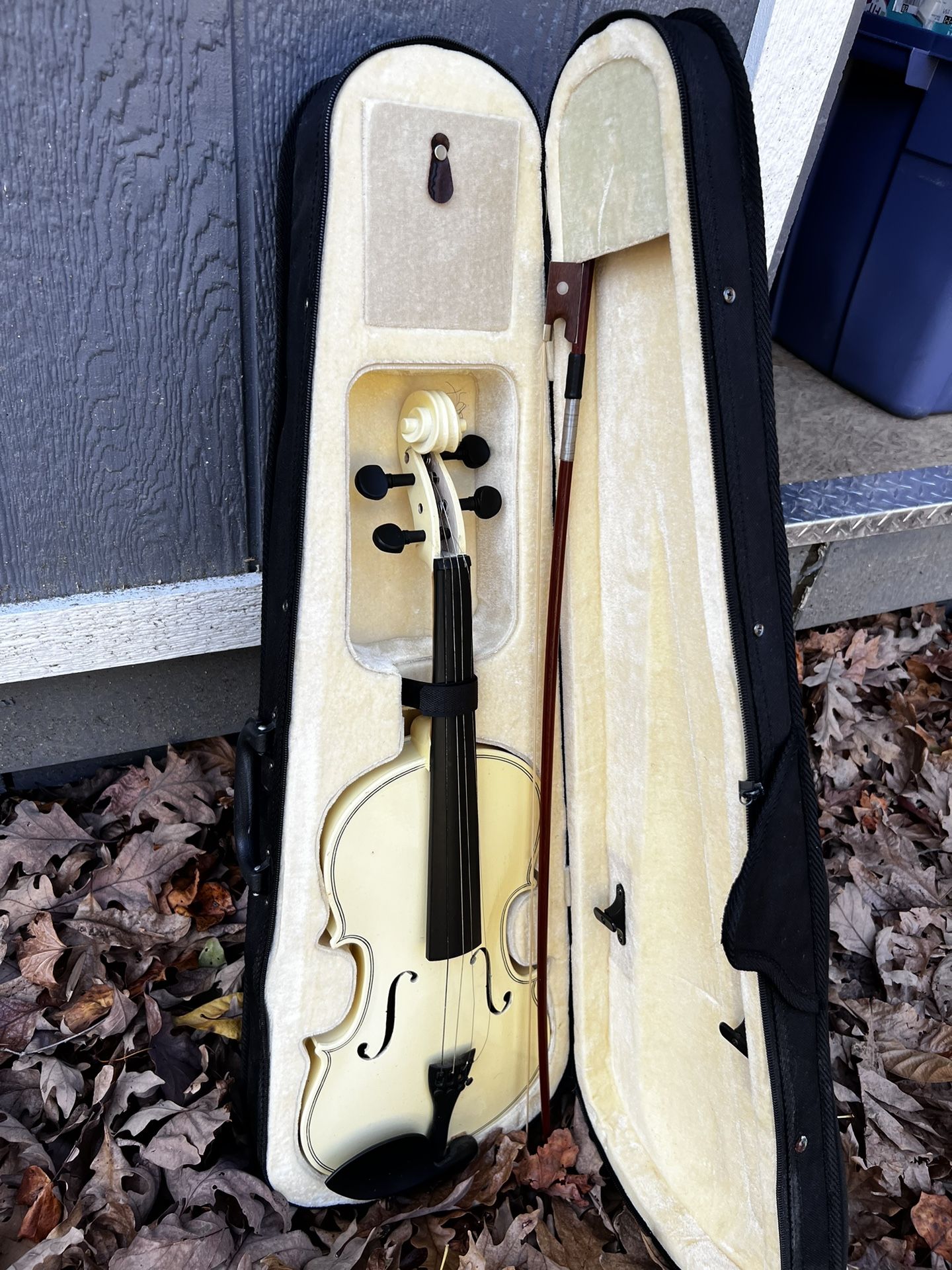 White Mendini By Cecilio Violin, 4/4 with gig case