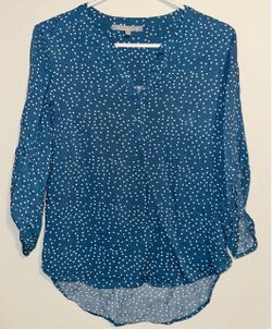 Teal Blue Polka Dot Blouse