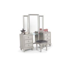 Vanity Set With Mirror And Stool