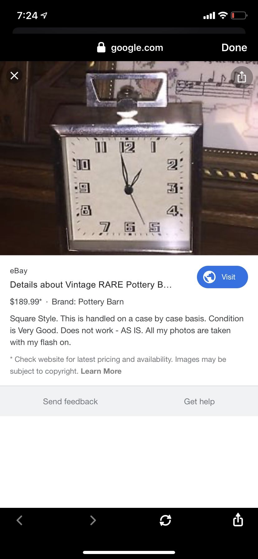Vintage pottery barn alarm clock (working)