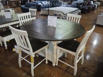 Steve Silver Joanna 6pc Counter Height Dining Set - Two-Tone Ivory Base With Mocha Top And Seats