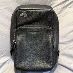 Coach Black Pebble Leather Crossbody Bag 