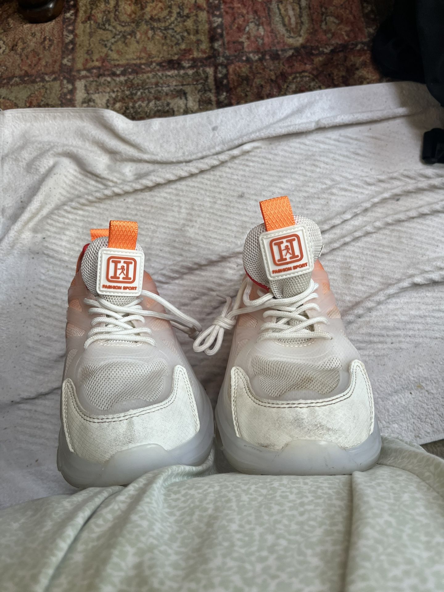 Orange And White Shoes Fashion Sport