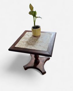 Mid Century Modern faux Marble Top Mersman Side Table 1950’s Square