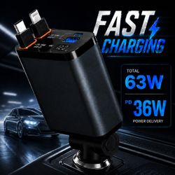 [NEW] Car Fast Charger with Built-in USB-C & Lightning Cable (PD)