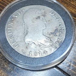 1814 Mo Mexico 8 Reales Silver Coin !!