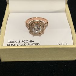 Rose Gold Plated Double Halo Ring Size 5 