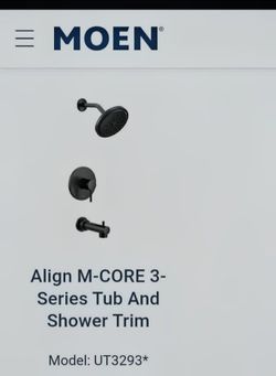 MOEN*Align M- Core 3 Series Tub And Shower Trim*Matte Black*New in Box*