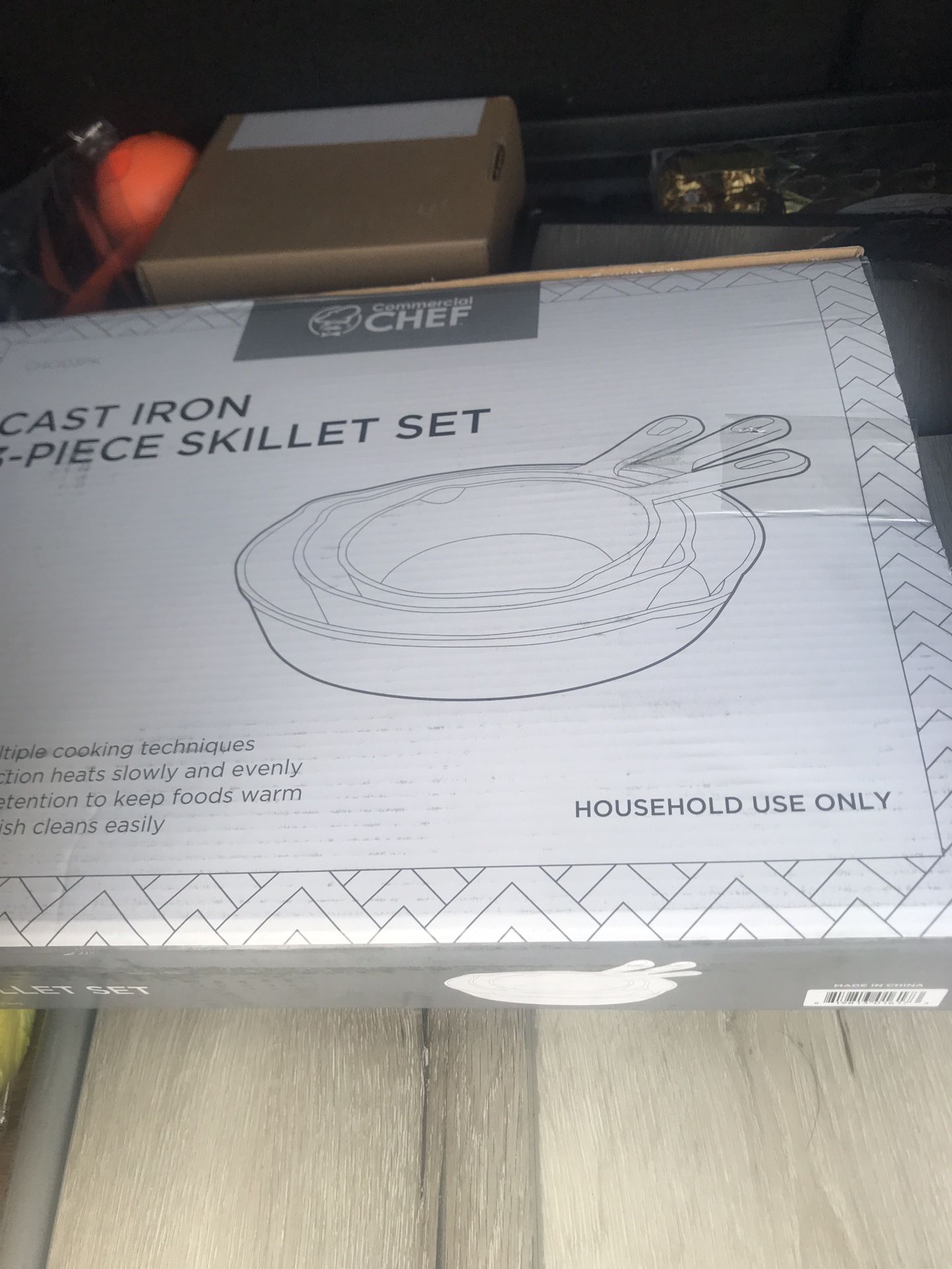 Brand new cast iron skillet set