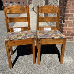 Solid Wood Chairs, Newly Upholstered