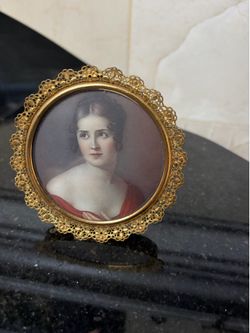 Vintage 19th Century Miniature portrait 3.75”