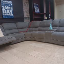 *Black Friday Now!!!*---Cozy Alejandra Gray Microfiber Reclining Sectional Sofa---Now $1799!!!---Delivery/$10 Down Financing🫡
