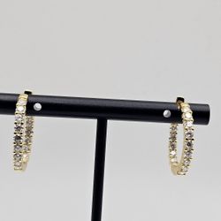 Gold Over 925 Moissanite Hoop Earrings – Pass Diamond Tester