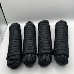(4x) 5/8"x20' Black Double Braid Nylon Dock Line, Eye Spice 15"