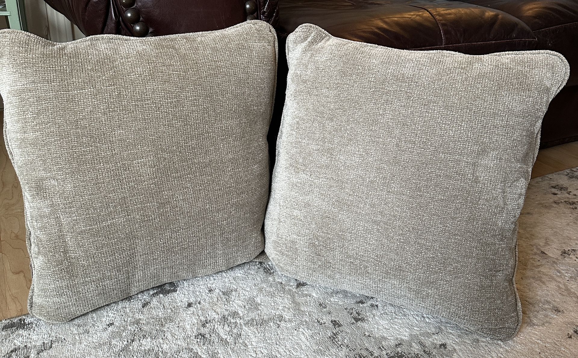 2 Tan Couch Pillows - With Zippers