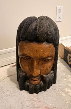 Hand-Carved African Tribal Style Wooden Bust Sculpture – 12” Tall