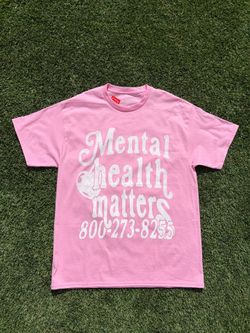 Pink mens mental health matters shirt, size large