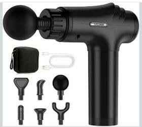 Massage Gun, Professional Deep Tissue Percussion Muscle Massager for Athletes with 30 Speeds & 6 Heads, Quiet Handheld Back Neck Shoulder Body Mini Ma