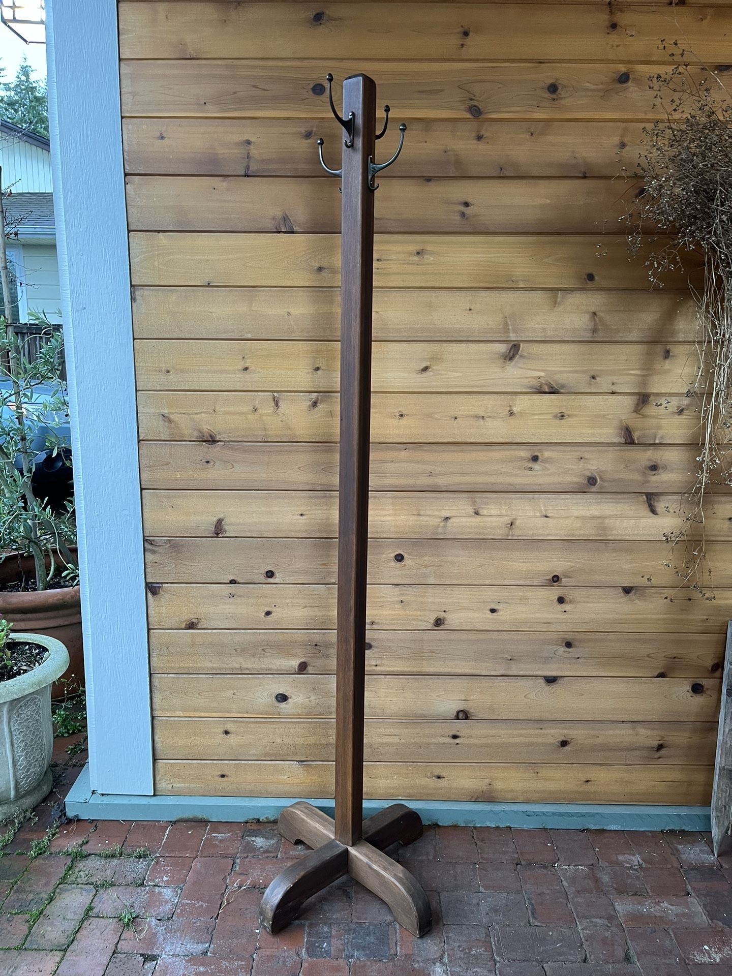 Hand Made Beautiful Vintage Coat Rack Tree Sturdy Wood Cool Hooks