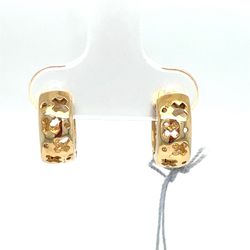 18Kt Yellow Gold Huggie Cut Out Hoop Earrings 3.30g 194599