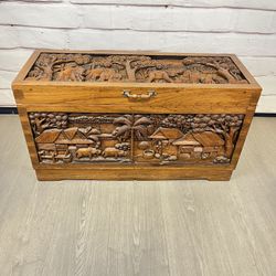 Vintage Wood Carved Chest