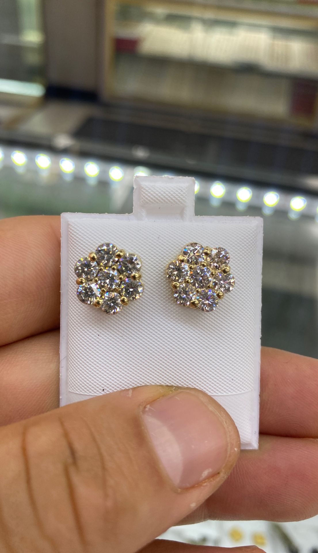 Flower Diamond Earrings 3.50Ct F Color VVS Clarity