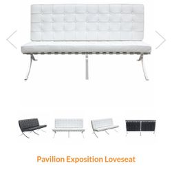 White Barcelona 2 Seater Loveseat Sofa Couch