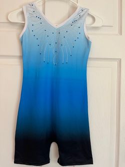 Blue Ombre Sparkle Gymnastics Leotard Unitard Dance Party sz 8-9