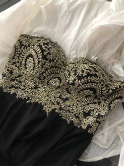 Strapless black party gown