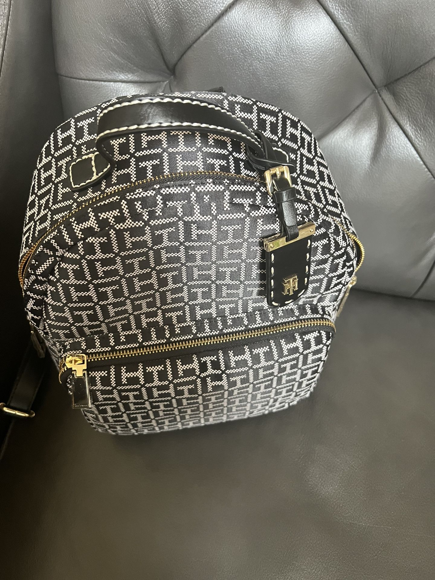 Like New Tommy Hilfiger Faux Leather Logo Backpack