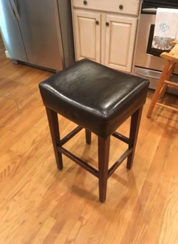 Black Leather Kitchen Stool
